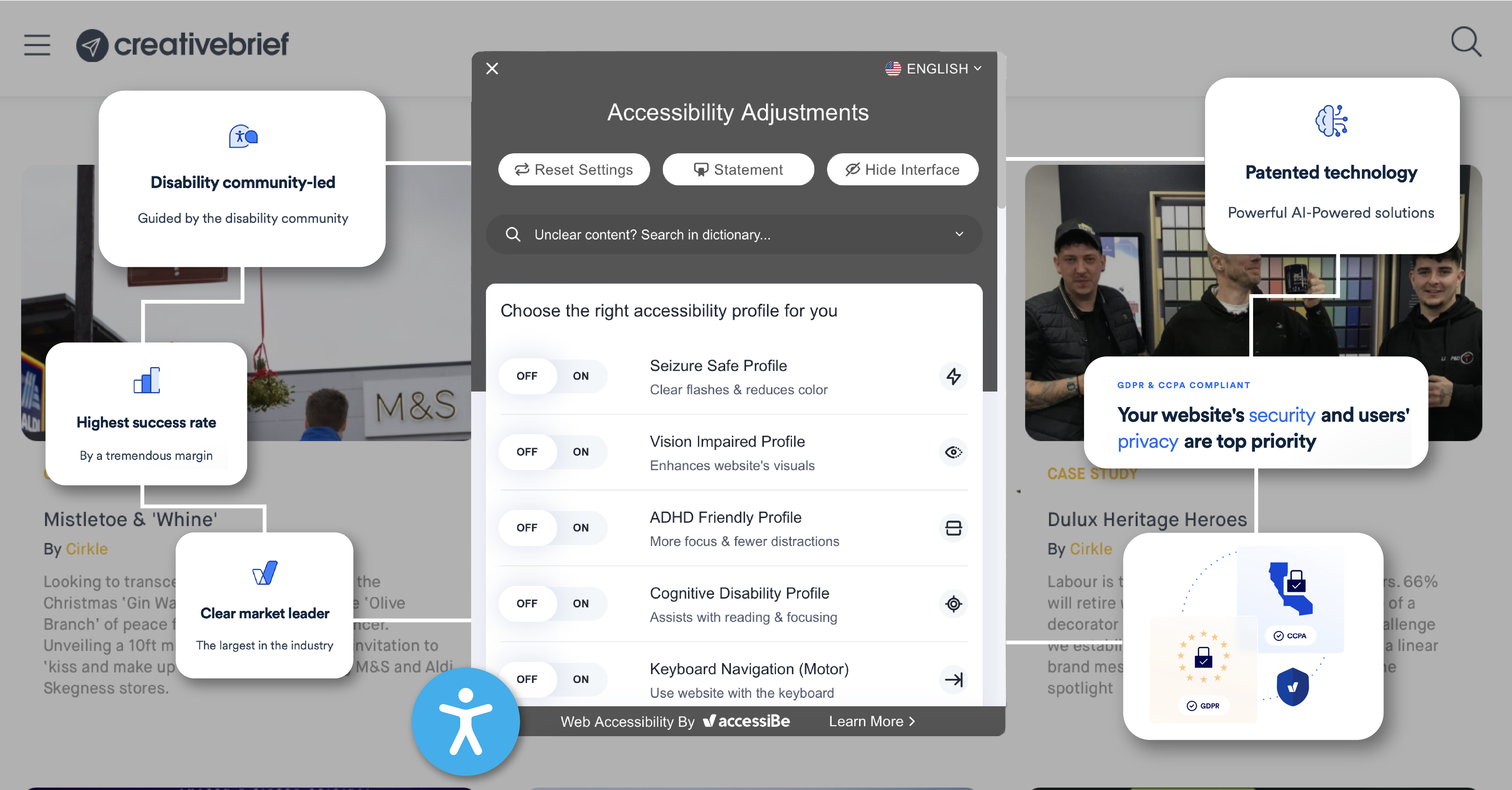 accessibe imagery from the Creativebrief platform